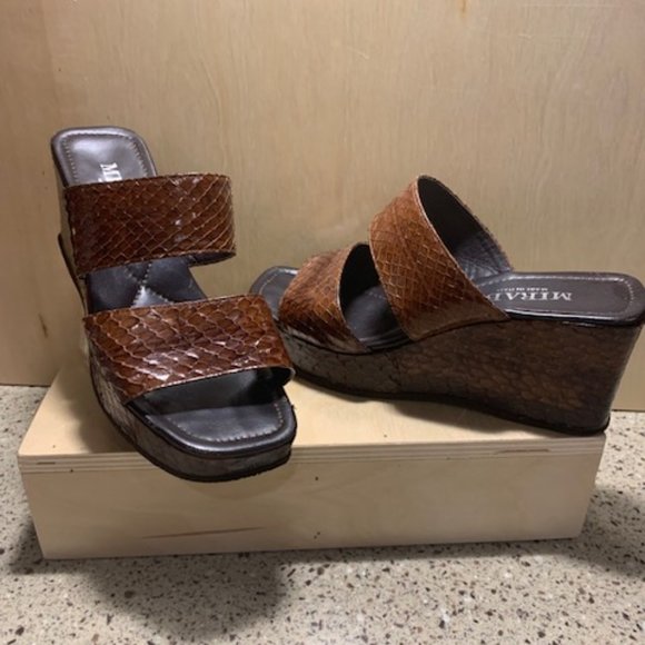 Wedge Sandal Leather Mirabo Made in Italy Size 6 - Picture 5 of 8